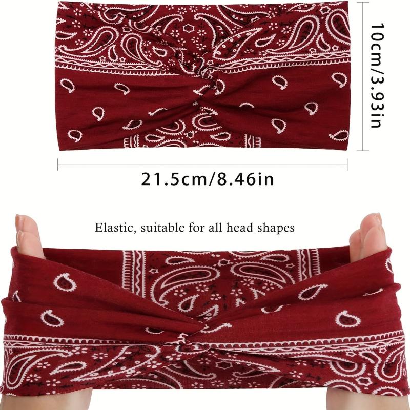 Boho Paisley Print Criss Cross Headband Wide Stretchy Hair Band