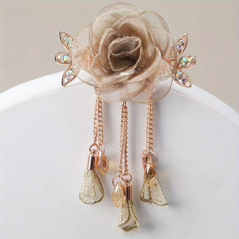 Silky Yarn Rose Flower Hair Clip for Prom and Parties