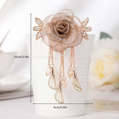 Silky Yarn Rose Flower Hair Clip for Prom and Parties
