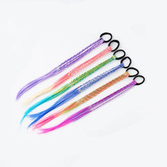 6pcs Girls Colorful Braids Hair Extensions Ponytail Accessories
