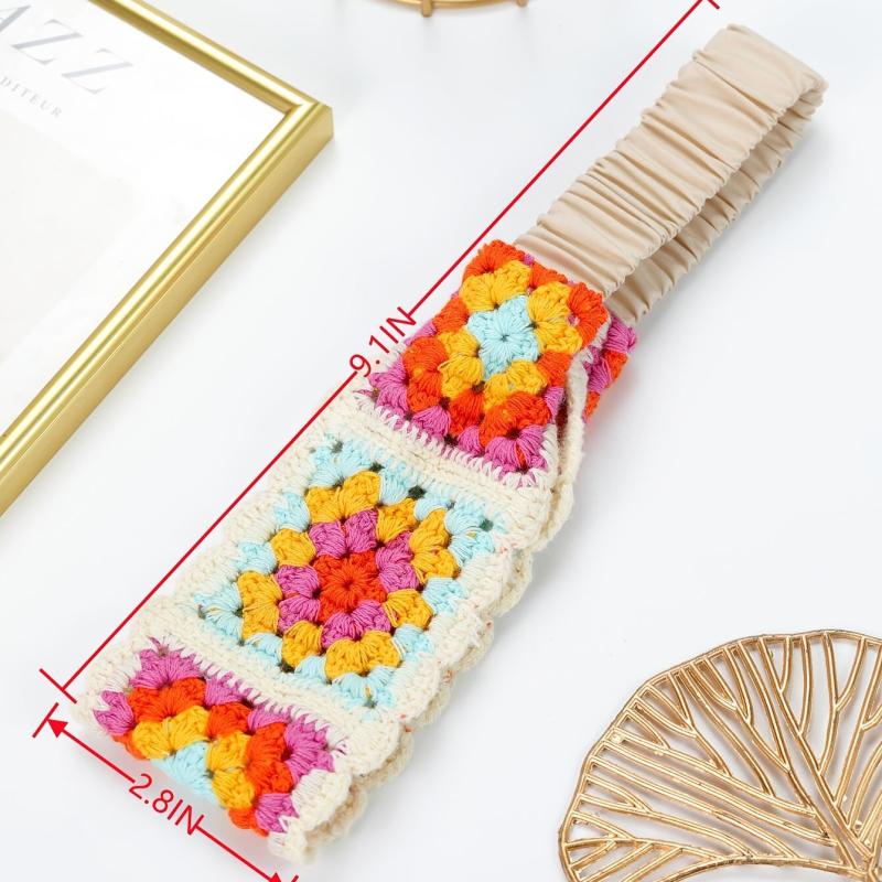 Boho Crochet Elastic Headband Vintage Hair Accessories For Women Girls