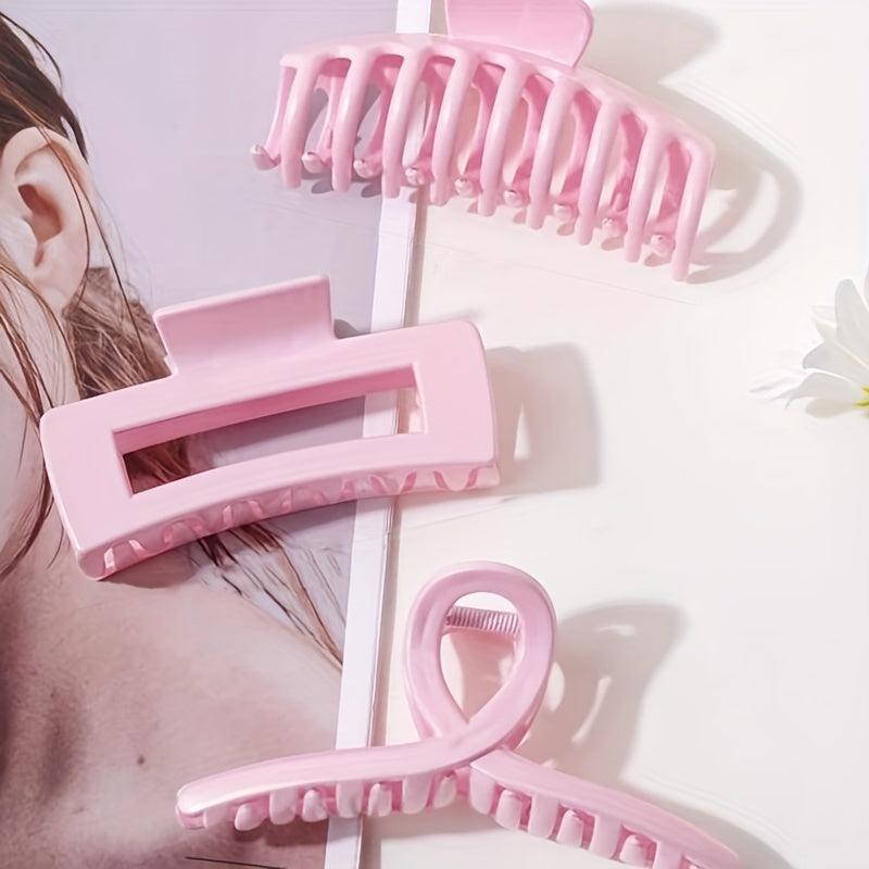 3pcs Pink Hair Claw Non Slip Clips for Thin Hair