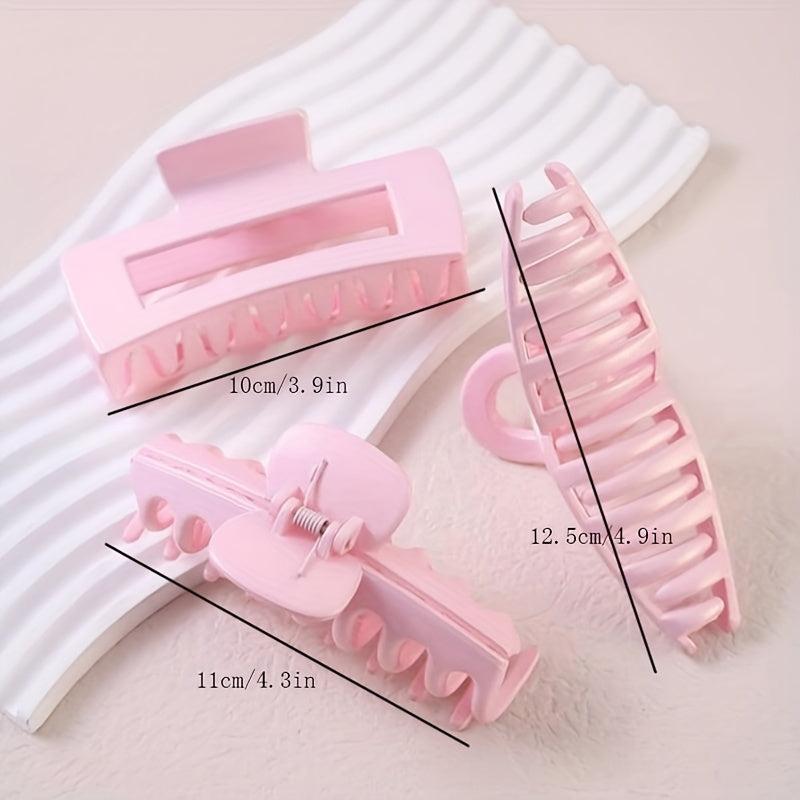 3pcs Pink Hair Claw Non Slip Clips for Thin Hair