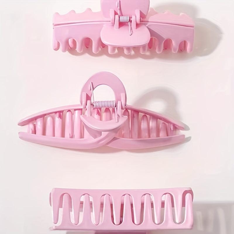 3pcs Pink Hair Claw Non Slip Clips for Thin Hair
