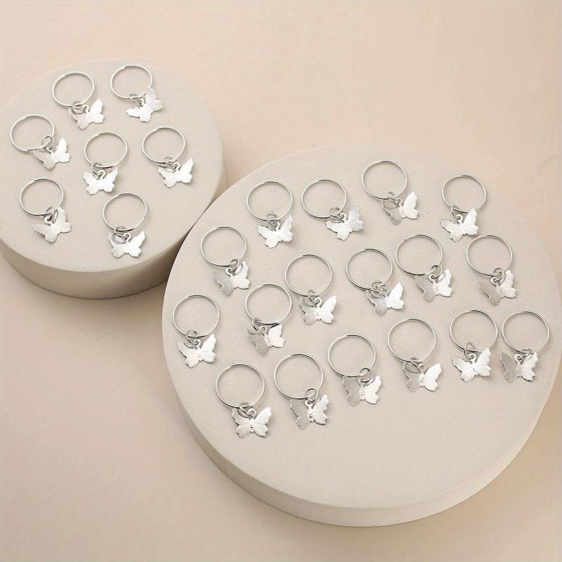 24pcs Butterfly Hair Ring Golden Accessory For Girls Women