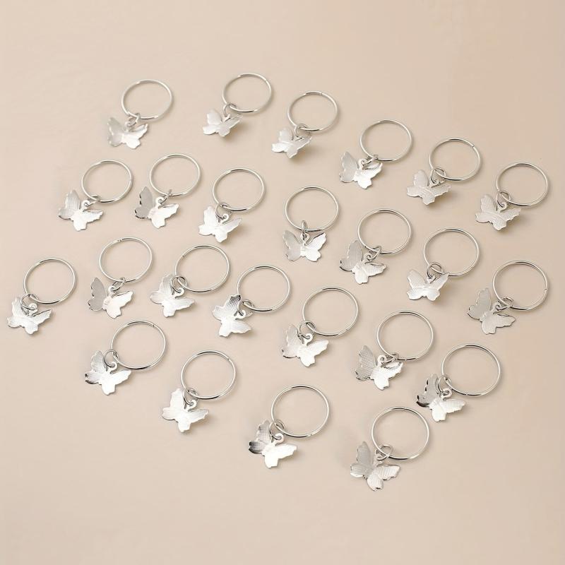 24pcs Butterfly Hair Ring Golden Accessory For Girls Women