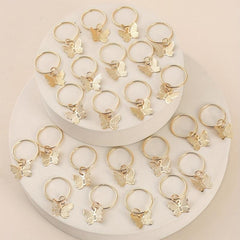 24pcs Butterfly Hair Ring Golden Accessory For Girls Women