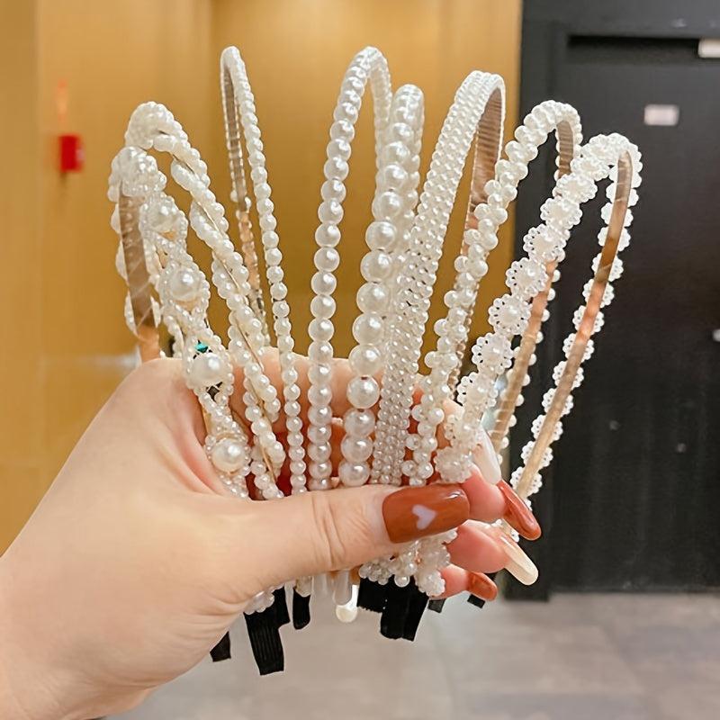 3pcs Faux Pearl Hairbands Bridal Hair Hoop Wedding Hair Accessories