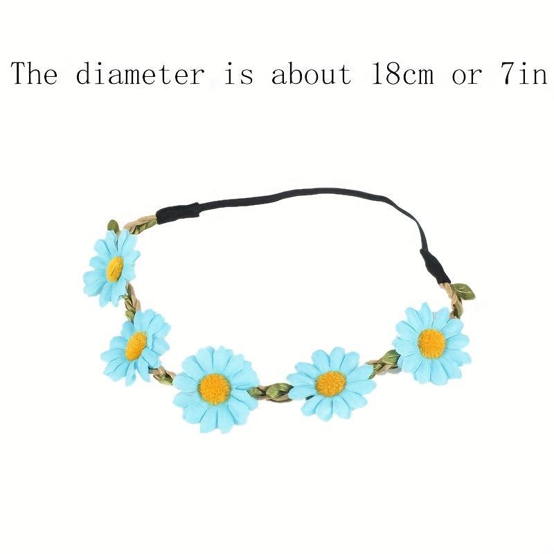 Hippie Flower Headband Stretchy Headdress Boho Hair Accessories For Women