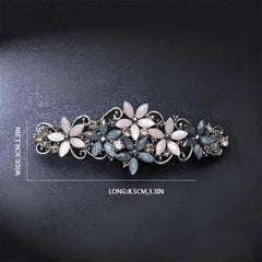 Rhinestone Flower Hair Barrettes Glitter Sparkle Fancy Clips Vintage Accessories