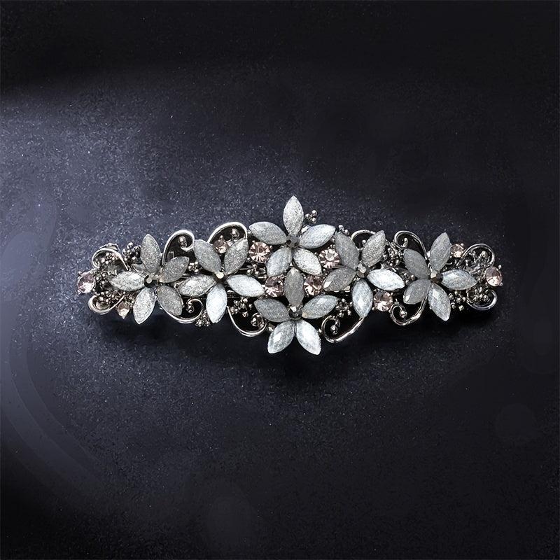 Rhinestone Flower Hair Barrettes Glitter Sparkle Fancy Clips Vintage Accessories