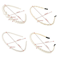 4PCS Faux Pearl Headbands for Women Rhinestones Hair Hoop Wedding Accessorie