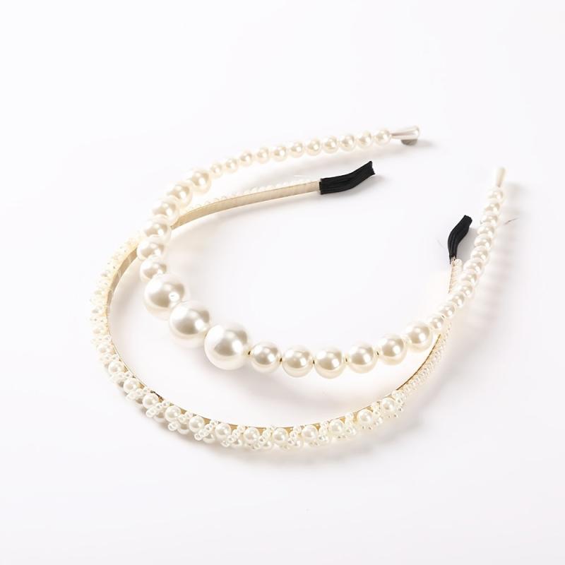 4PCS Faux Pearl Headbands for Women Rhinestones Hair Hoop Wedding Accessorie