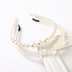 4PCS Faux Pearl Headbands for Women Rhinestones Hair Hoop Wedding Accessorie