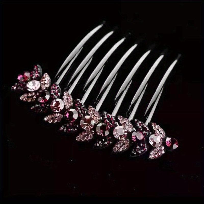 Vintage Rhinestone Crystal Headwear Flower Hair Side Comb Hairpin