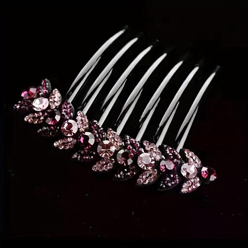 Vintage Rhinestone Crystal Headwear Flower Hair Side Comb Hairpin
