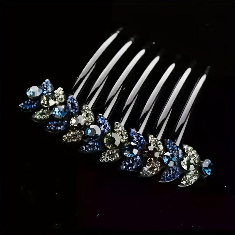 Vintage Rhinestone Crystal Headwear Flower Hair Side Comb Hairpin