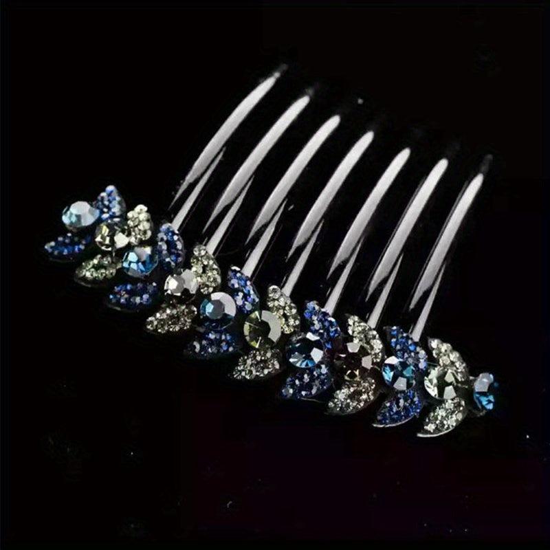 Vintage Rhinestone Crystal Headwear Flower Hair Side Comb Hairpin