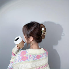 Alloy Flower Hair Claw Clip Strong Hold Grip Hair Jaw Clip Thick Hair