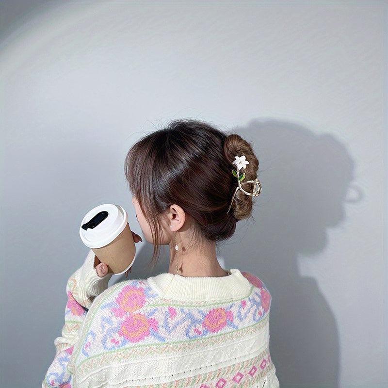 Alloy Flower Hair Claw Clip Strong Hold Grip Hair Jaw Clip Thick Hair
