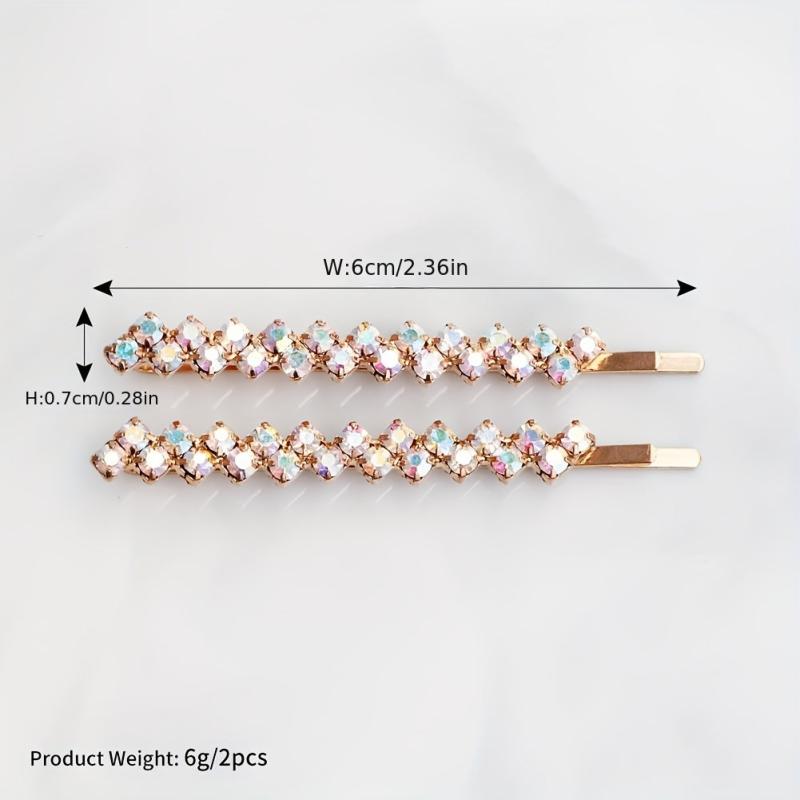 2pcs Rhinestone Hair Clip Metal Hairpin Barrette Bridal Wedding Party Favor Deco