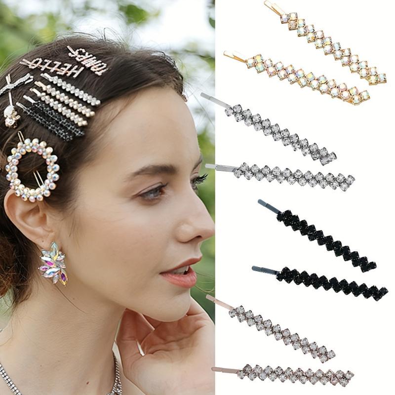 2pcs Rhinestone Hair Clip Metal Hairpin Barrette Bridal Wedding Party Favor Deco