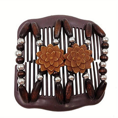 Boho Wooden Beaded Double Side Hair Comb