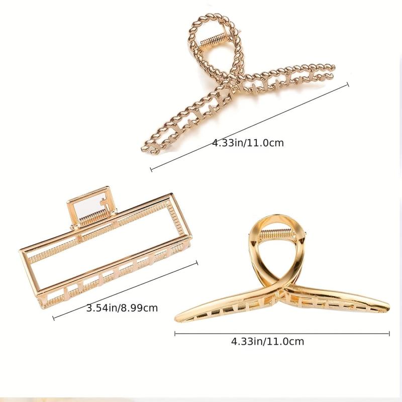 Golden Metal Hair Claw Clip Strong Hold Grip Hair Jaw Clip