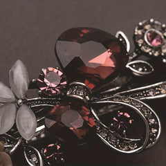 Retro Alloy Rhinestone Bow Hair Clip Crystal Flower Grace Hair Accessories
