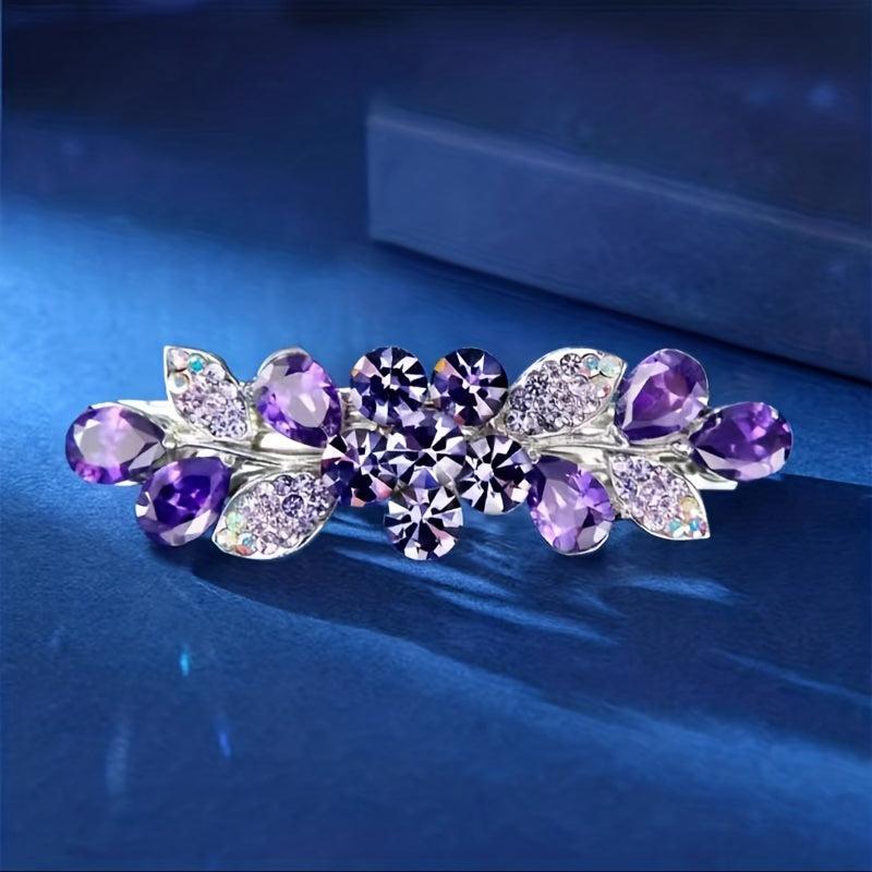 Leaf & Rhinestone Hair Clip Shining Barrette Headwear Hair Accessory