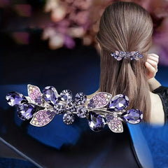 Leaf & Rhinestone Hair Clip Shining Barrette Headwear Hair Accessory