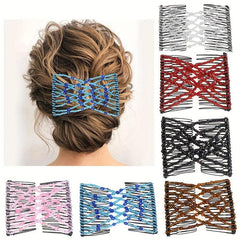 Stretchable Double Side Hair Comb Beaded Clip for Women Hair Styling