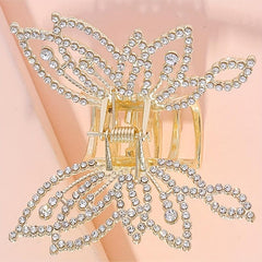 Golden Rhinestone Butterfly Hair Claw Clip Strong Hold Grip Hair Jaw Clip