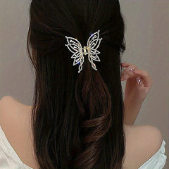 Golden Rhinestone Butterfly Hair Claw Clip Strong Hold Grip Hair Jaw Clip