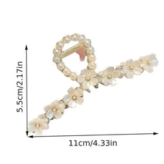 Faux Pearl Rhinestone Flower Hair Claw Clip Strong Grip Hair Jaw Clip