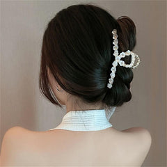 Faux Pearl Rhinestone Flower Hair Claw Clip Strong Grip Hair Jaw Clip