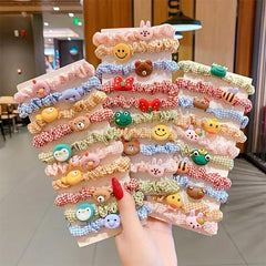10pcs Cartoon Fruits Scrunchies Hair Tie Plaid Hair Rope Ponytail Holder Girls