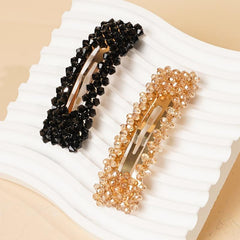 2pcs Beaded Rectangle Hairclip Snap Clip Barrettes Hair Accessories