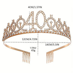 Rhinestone Tiara Crown & Sash Set for Birthday Party - Women Girls