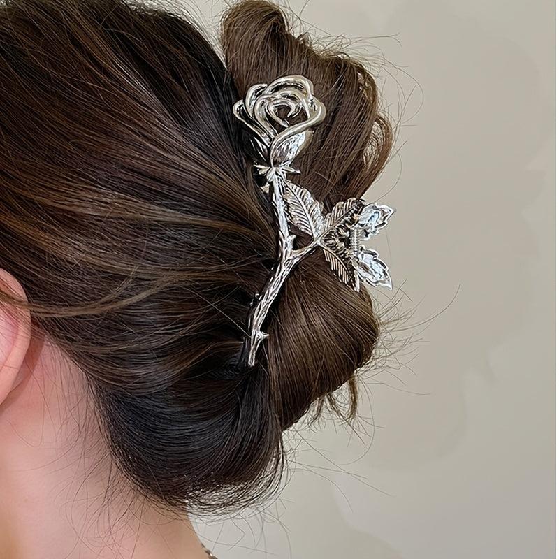 Rose Hair Claw Clip Alloy Metal Hair Clip Golden Silvery Hair Accessories