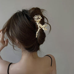 Rose Hair Claw Clip Alloy Metal Hair Clip Golden Silvery Hair Accessories