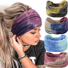 Bohemian Tie Dye Knot Headband for Yoga Sports