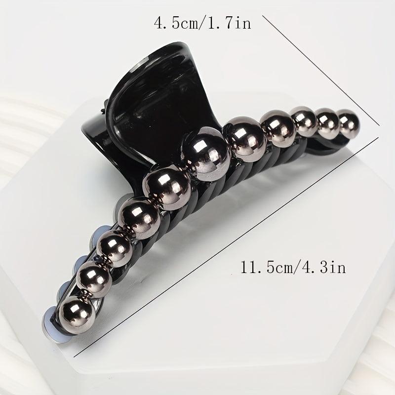 Faux Pearl Hair Claw Clip Back Of Head Updo Hair Shark Claw For Women