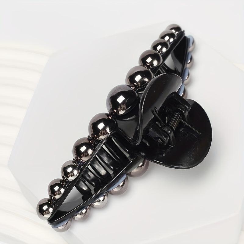 Faux Pearl Hair Claw Clip Back Of Head Updo Hair Shark Claw For Women