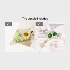 Sunflower Tulip Hair Claw Clip Golden Metal Strong Hold Grip