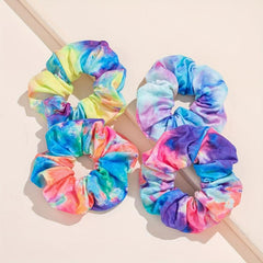 4pcs Bohemian Tie Dye Hair Scrunchies Soft Fabric Retro Scrunchie Hair Tie