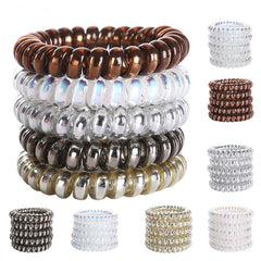 5pcs Holographic Spiral Hair Tie Elastic Ponytail Holder