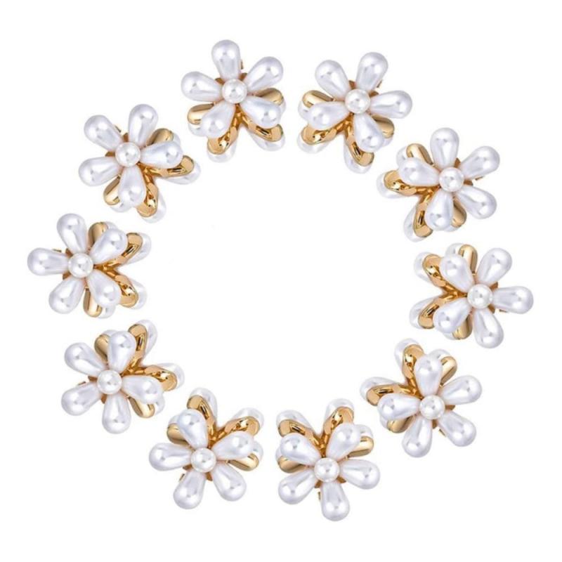10pcs Pearl Hair Claw Vintage Hair Clips Daisy Bangs Clips Hair Accessories
