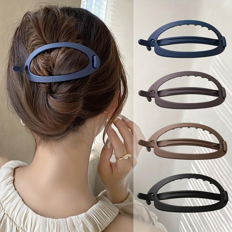 4pcs Hollow Ellipse Barrette Hair Clip for Women Girls