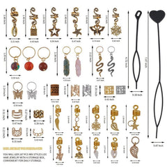 187pcs Butterfly Snake Beads Hair Jewelry Rings Metal Hair Cl